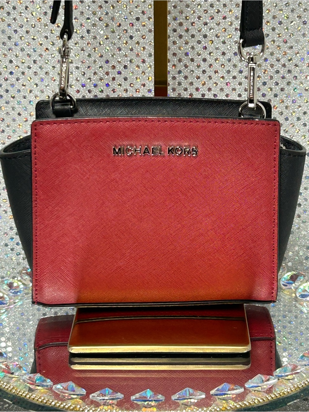 Michael Kors Red and Black Crossbody Bag